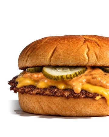 The 1976, smash burger de Woody's Factory : potato bun, sauce, pickles, steak smashé et cheddar